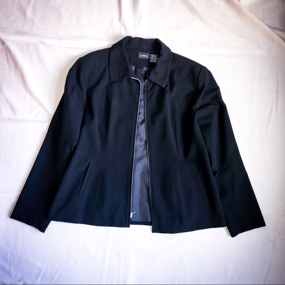Black George Stretch Zip-up Blazer